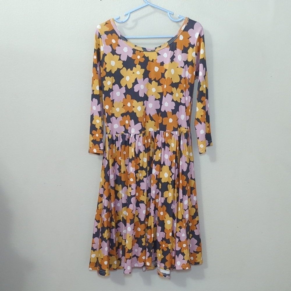 Vivie & Ash Floral Maxi Dress Black Pink + Yellow Long Sleeve Girls Size 8 - Picture 4 of 4